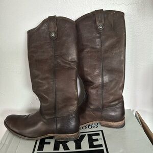 Brown Frye Melissa Button leather Riding Knee High Boot